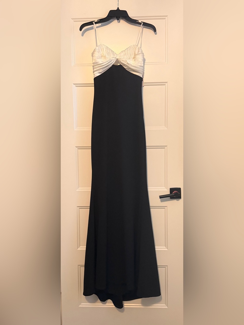 City Studio Black and Cream Strapless Evening Gown